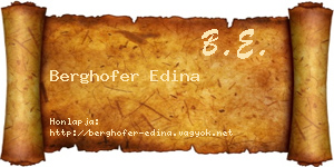 Berghofer Edina névjegykártya